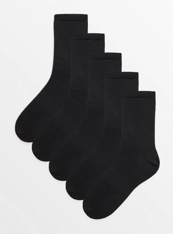 Black Ankle Socks 5 Pack 4-8