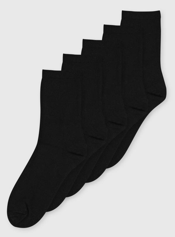 Black Ankle Socks 5 Pack 4-8