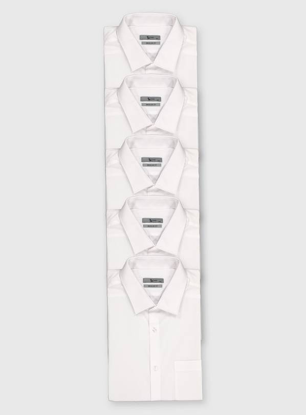 Buy White Slim Fit Easy Iron Shirts 5 Pack 19 Multipacks Argos