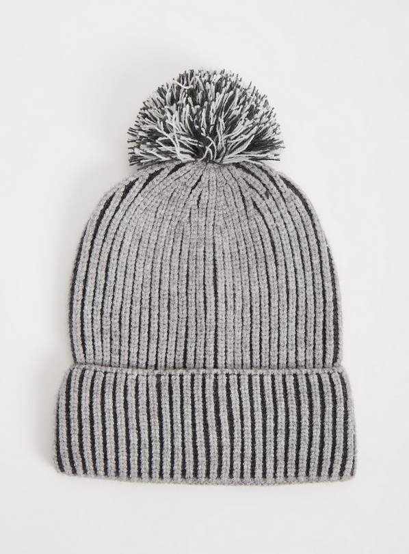 Buy Grey Ribbed Pom Pom Hat 35 years Accessories Argos