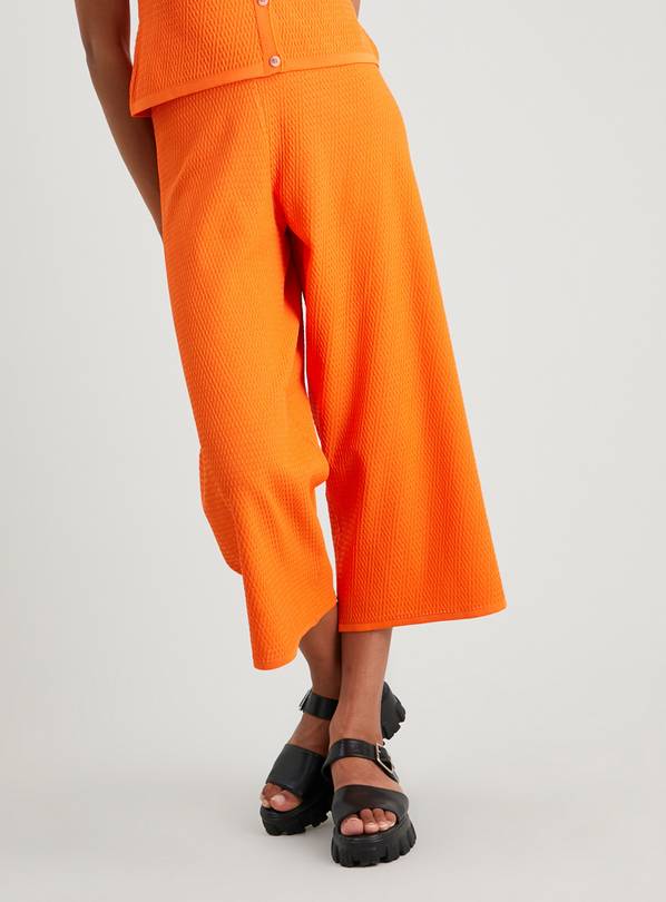 Buy Orange Textured Knit Wide Leg Coord Trousers - 10 | Trousers | Argos