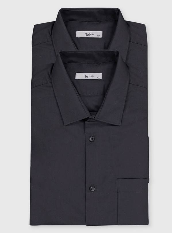 Black Slim Fit Short Sleeve Shirt 2 Pack - 15