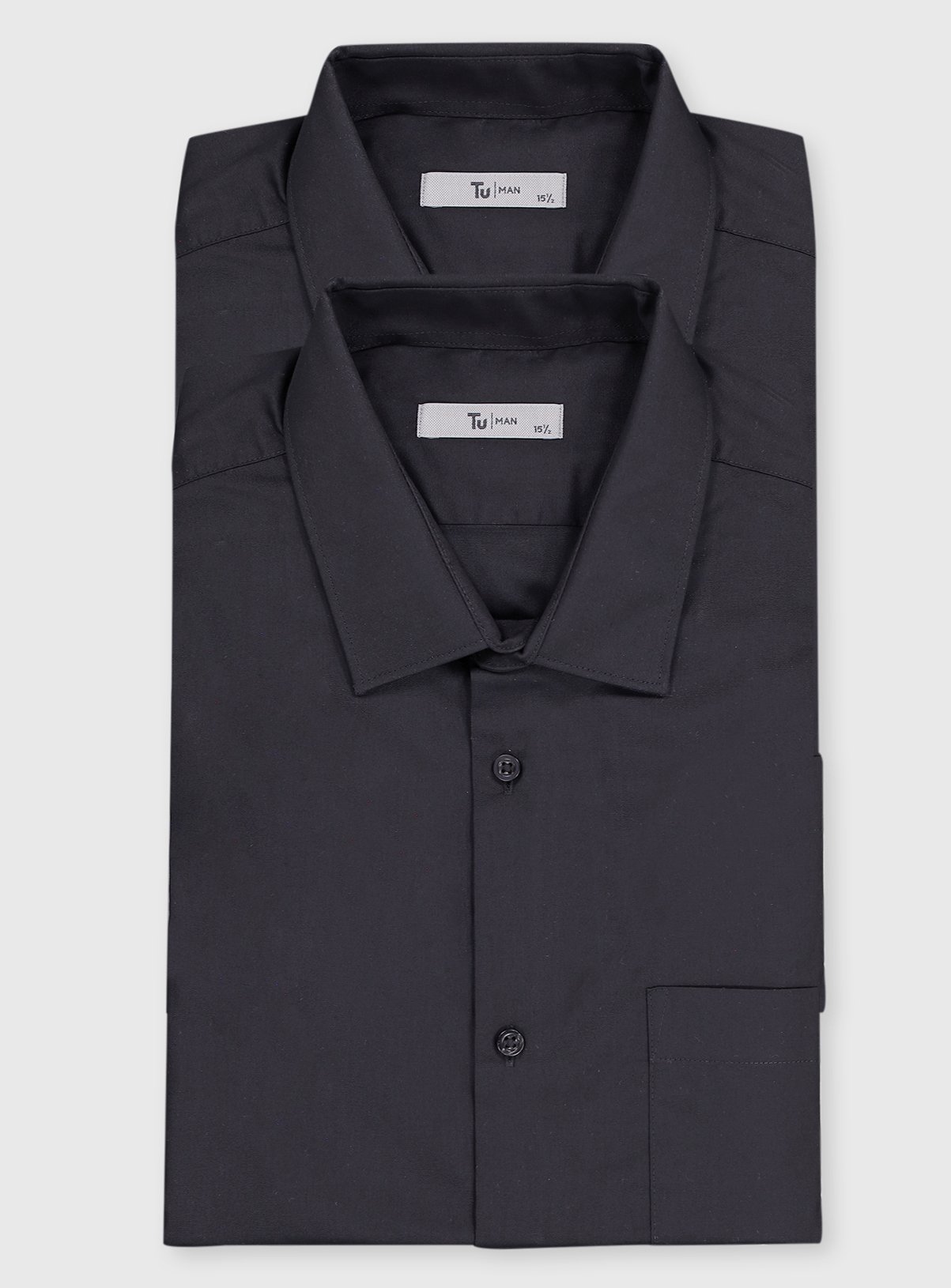 Men's Black Slim Fit Short Sleeve Shirt 2 Pack