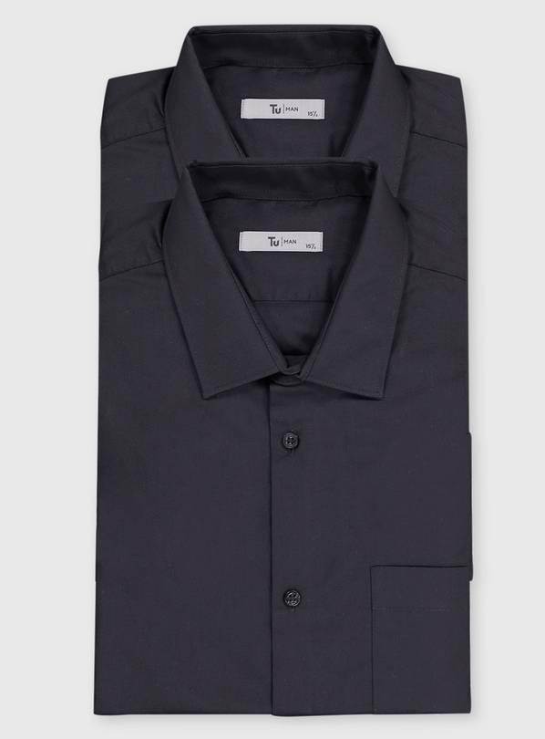 Black Slim Fit Short Sleeve Shirt 2 Pack 19