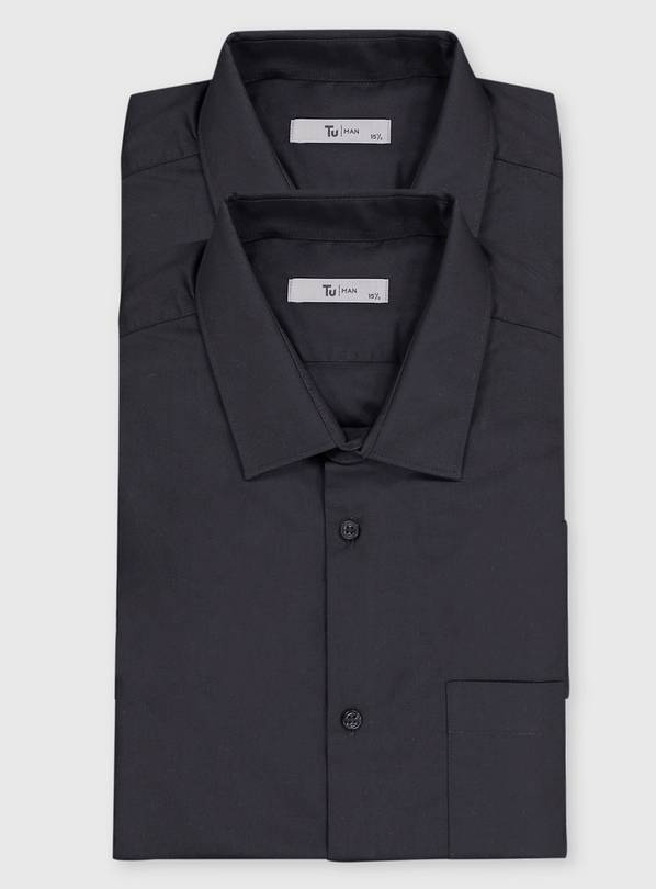 Black Slim Fit Short Sleeve Shirt 2 Pack - 20