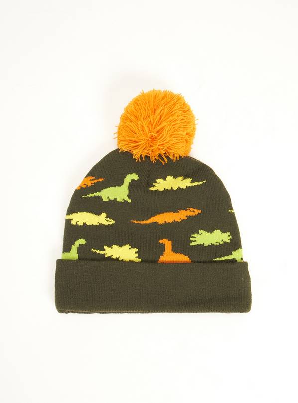 Buy Khaki Dinosaur Pom Pom Hat 12 years Accessories Argos