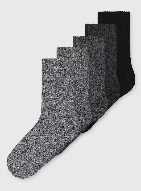Mono Cushioned Comfort Sole Socks 5 Pack - 6-8.5