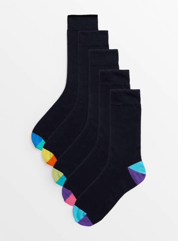 Buy Navy Colour Pop Socks 5 Pack 6-8.5, Multipacks