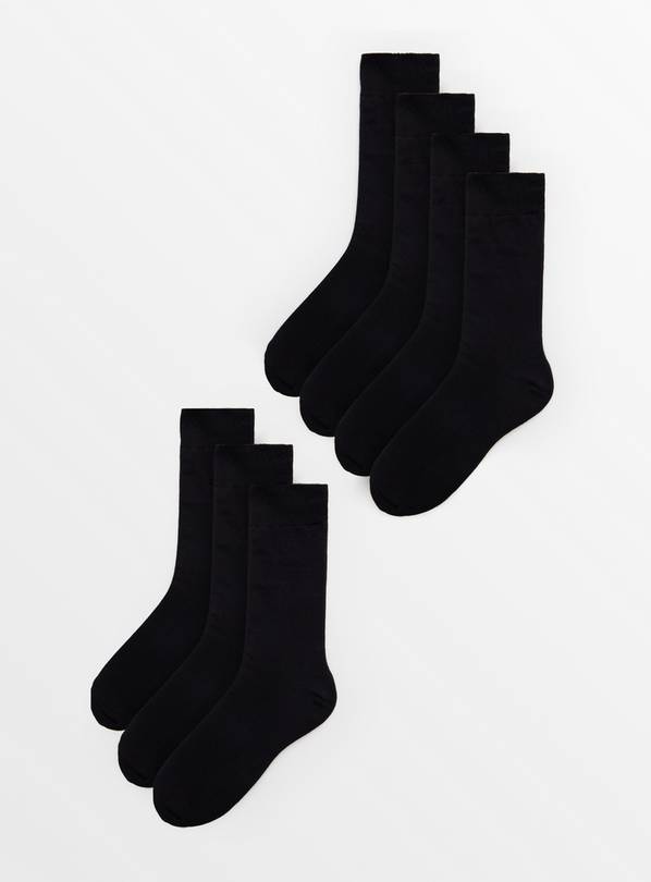 Plain Black Ankle Socks 7 Pack 9-12