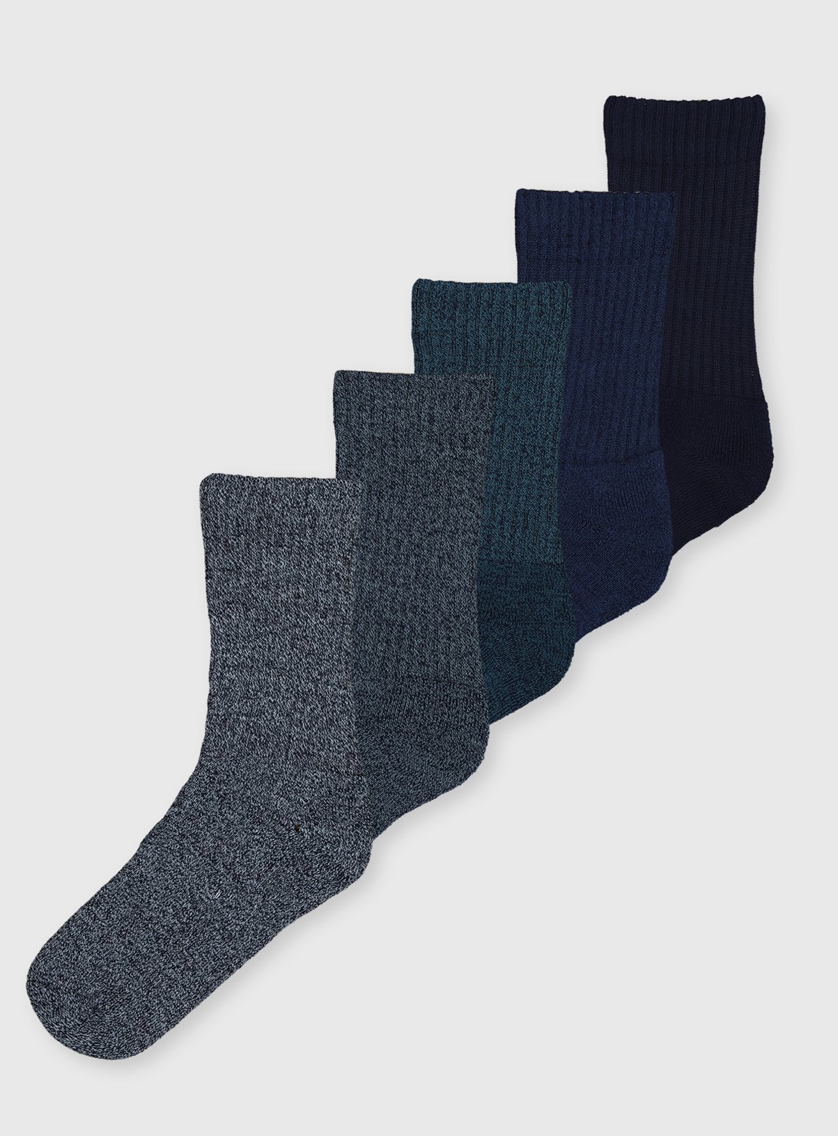 Blue Cushioned Comfort Sole Socks 5 Pack 6-8.5 - Image 1 thumbnail