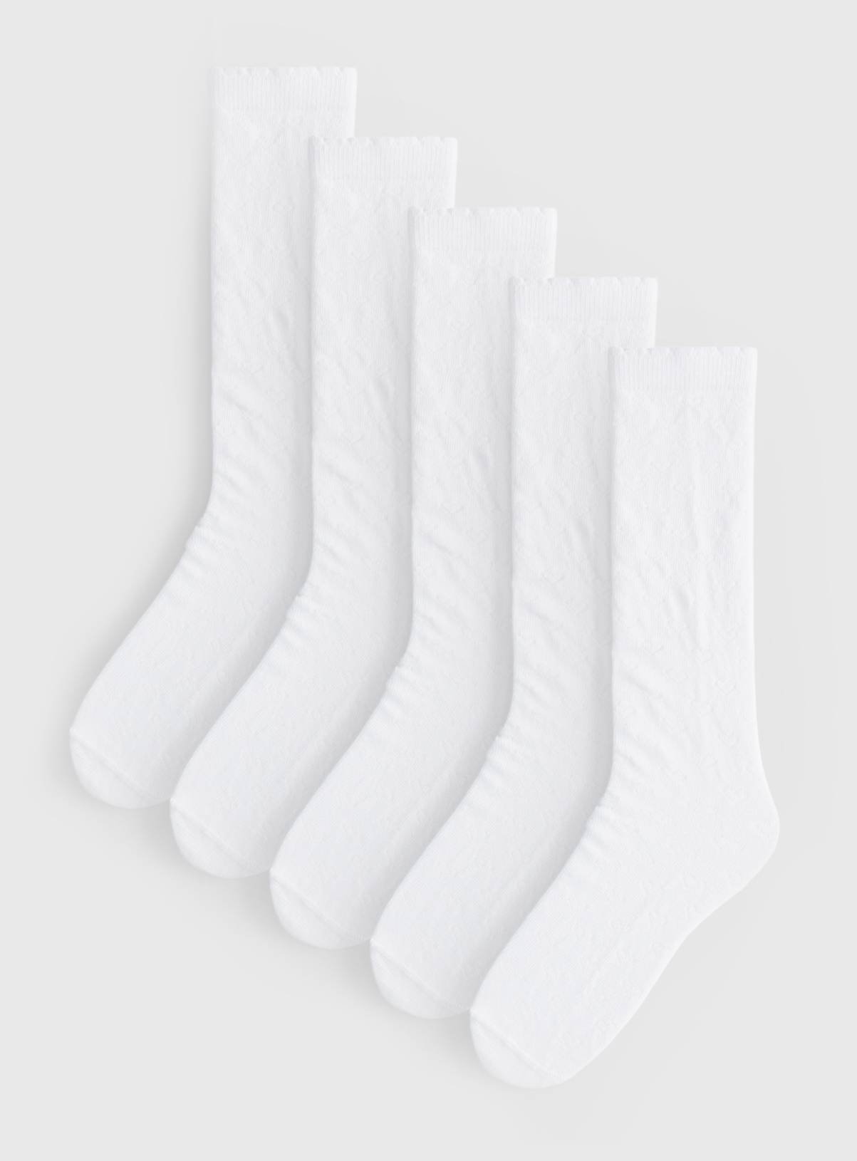 White Heart Knee High Socks 5 Pack 6-8.5 - Image 1