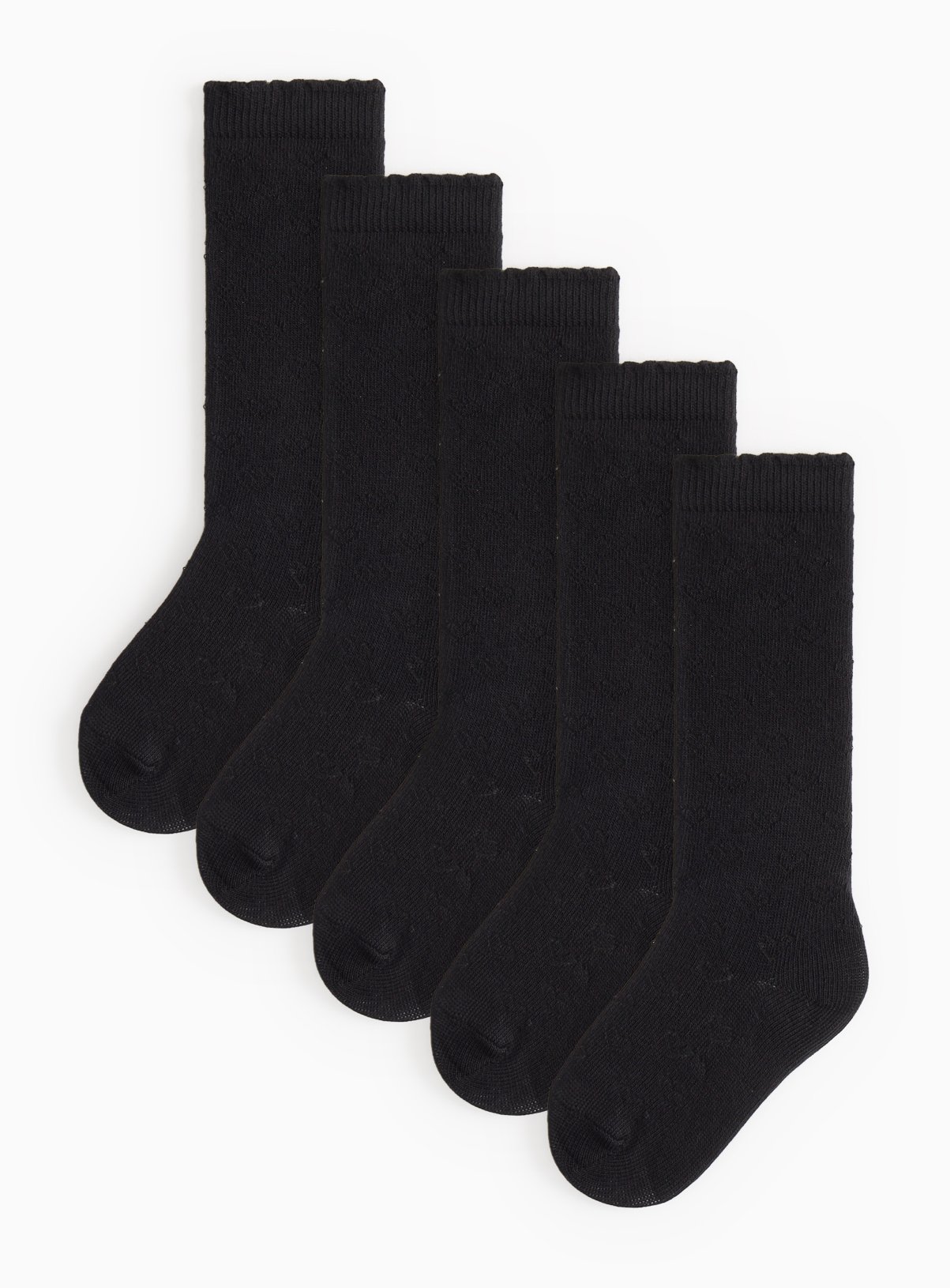 Black Knee High Heart Socks 5 Pack 9-12 - Image 1 thumbnail
