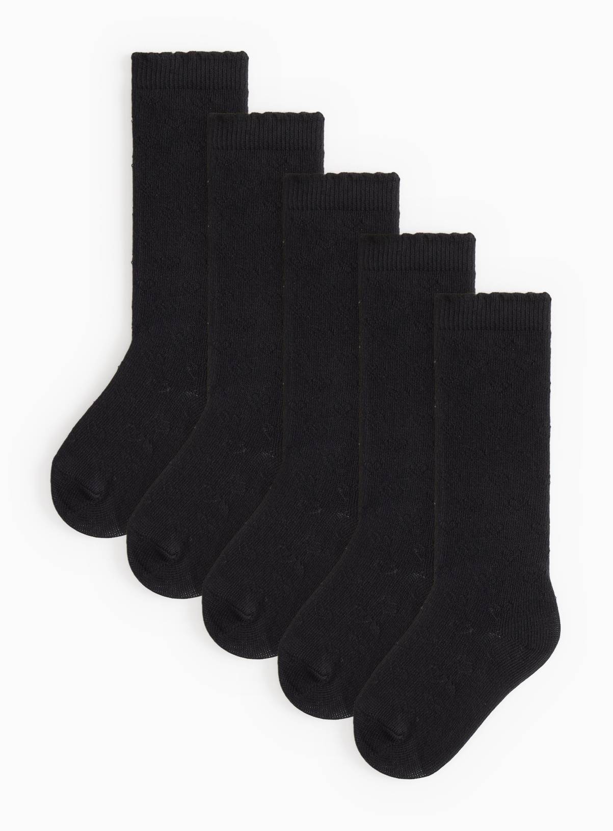 Black Knee High Heart Socks 5 Pack 9-12 - Image 1