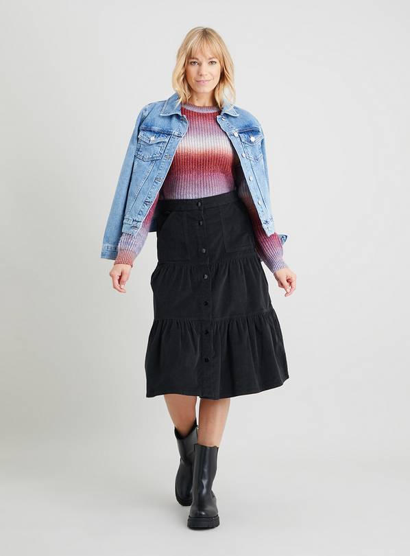 Buy Black Tiered Corduroy Skirt 20 Skirts Tu