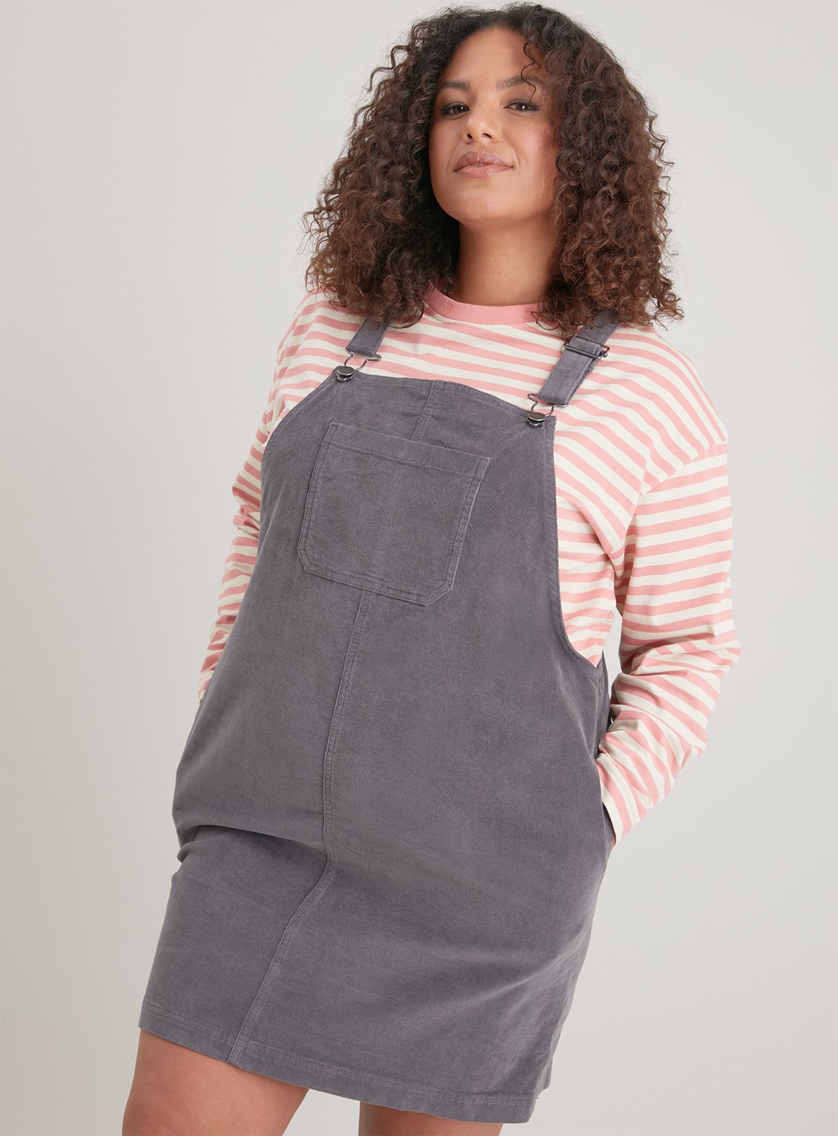 grey pinafore dress womens