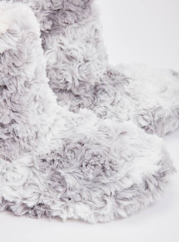 Grey fluffy hot sale slipper boots