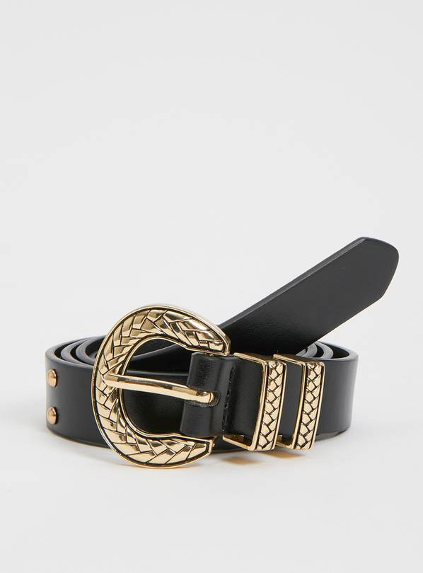 Buy Black Faux Leather Studded Belt - M | Accessories | Argos