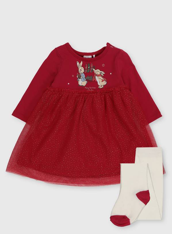 Christmas Peter Rabbit Dress & Tights Up to 1 mth