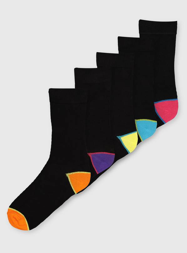Black Colour Pop Stay Fresh Ankle Sock 5 Pack - 6-8.5