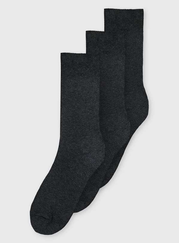 Charcoal Ankle Socks 3 Pack - 6-8.5