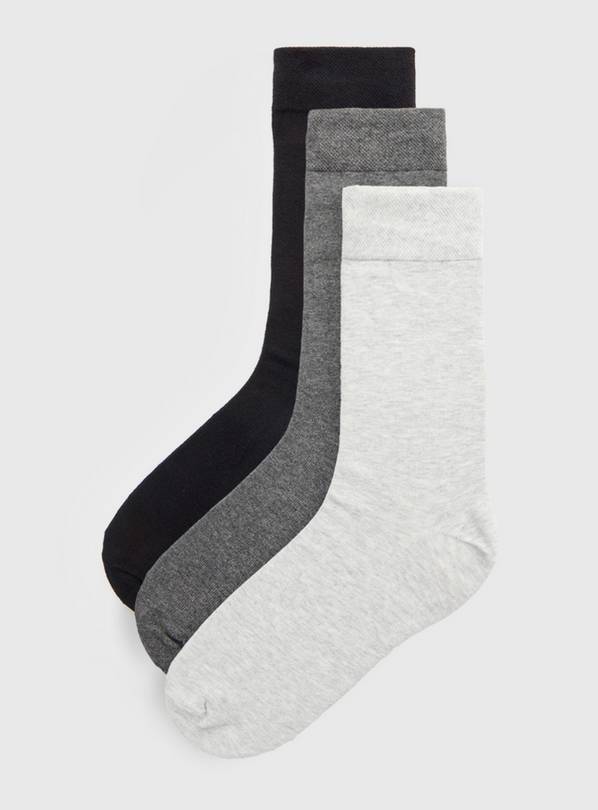 Buy Black & Grey Comfort Top Socks 3 Pack - 9-12 | Multipacks | Argos