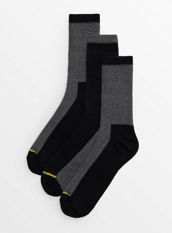 Black & Grey Workwear Socks 3 Pack 9-12