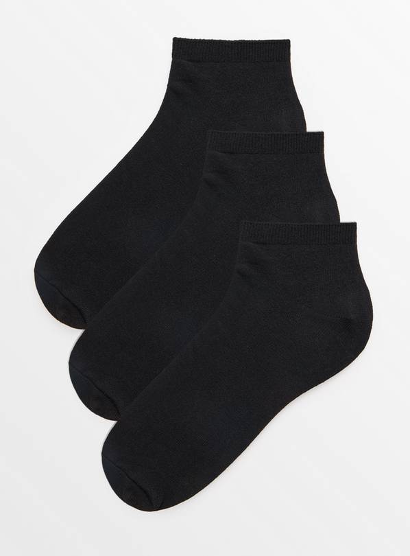 Black Trainer Socks 3 Pack 6-8.5