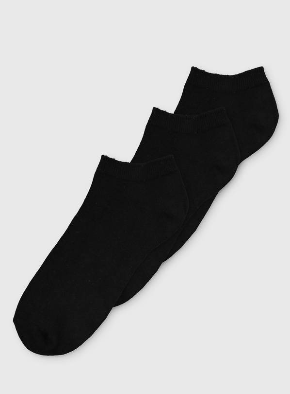 Black Trainer Socks 3 Pack 6-8.5