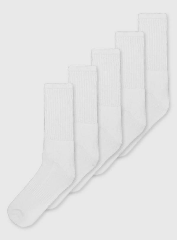 White Sports Socks 5 Pack With Arch Support - 6-8.5