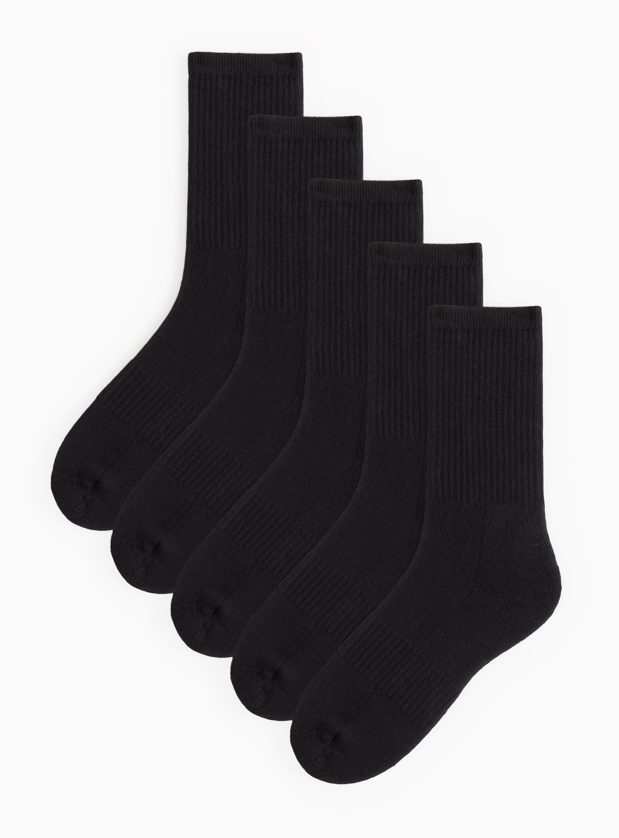Black Sports Socks With Arch Support 5 Pack 9-12