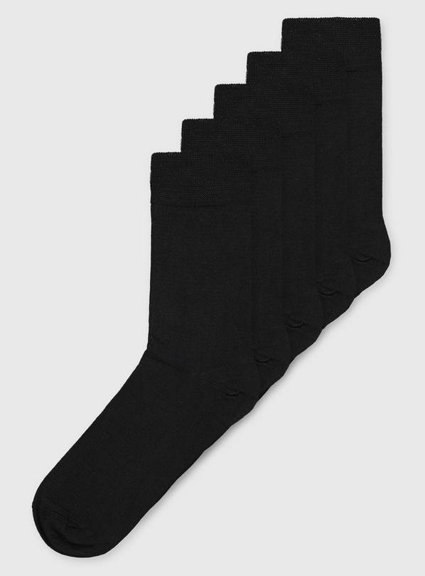 Black Bamboo Ankle Socks 5 Pack 6-8.5