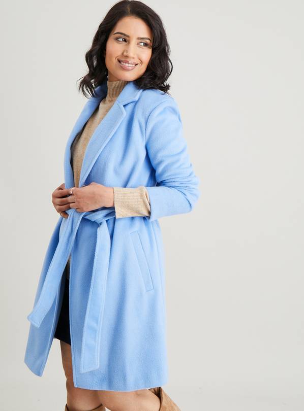 Light blue belted clearance coat