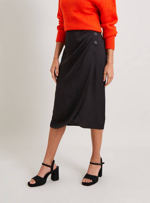 Long black satin skirt for outlet sale