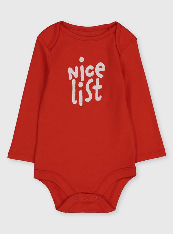 Christmas Red Nice List Bodysuit 12-18 months