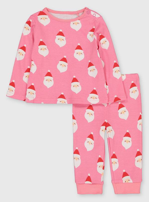 Christmas Pink Santa Pyjamas Up to 3 mths