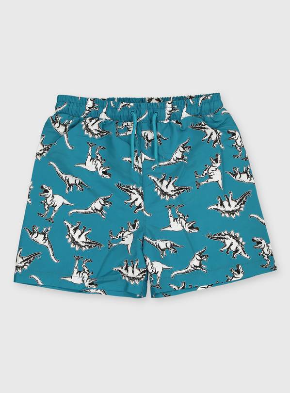 Buy Teal Dinosaur Print Swim Shorts - 11 years | Swimwear | Argos