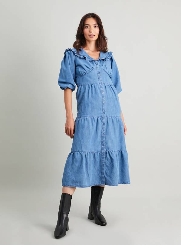 Buy Denim Tiered Midi Dress 8 Dresses Tu