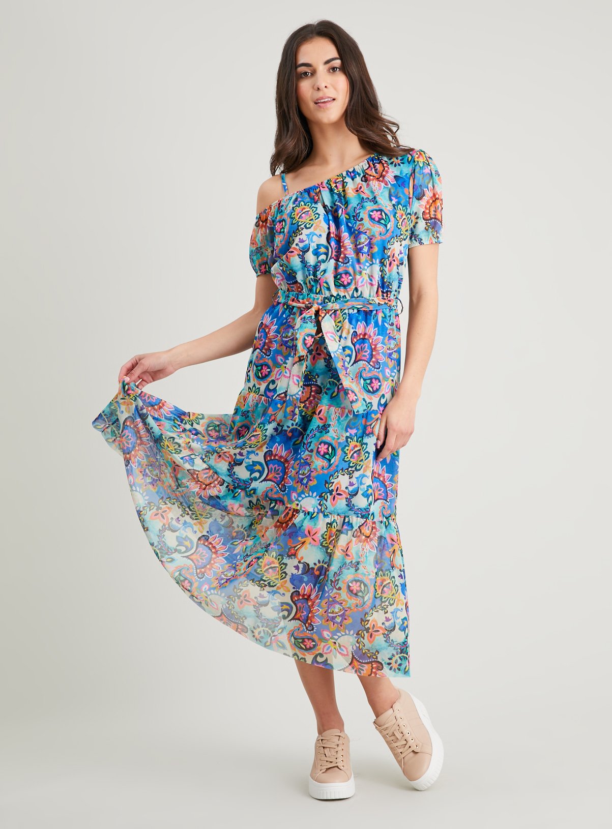 bright paisley dress