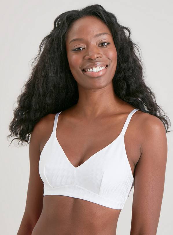 A-E White Zig Zag Soft Touch Comfort Bra - 36A