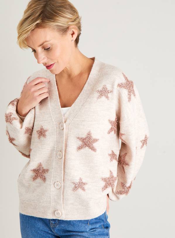 Buy Oatmeal Star Tinsel Intarsia Cardigan 12 Cardigans Argos