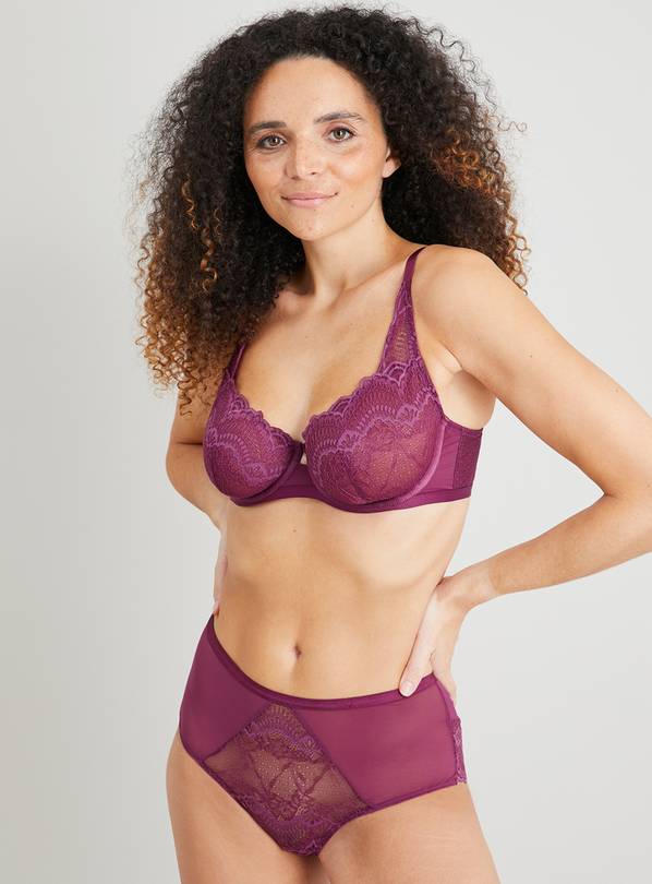 Buy AGG Plum Full Cup Underwired Lace Bra 34GG Bras Argos
