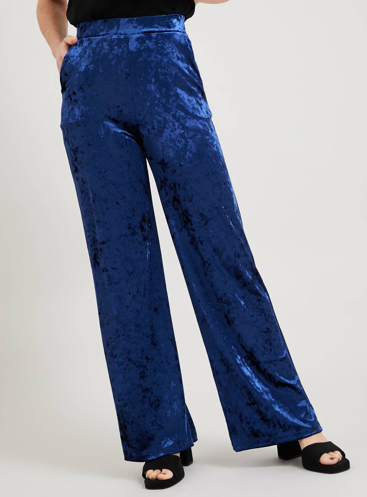 SKU: VELVET WIDE LEG TROUSER - SOLID:Purple:8L - Image 1