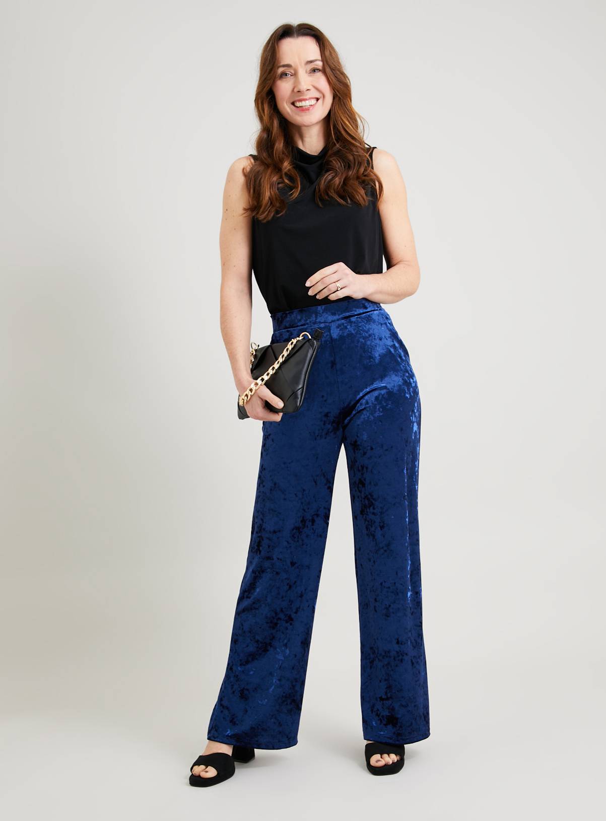 SKU: VELVET WIDE LEG TROUSER - SOLID:Purple:8L - Image 2