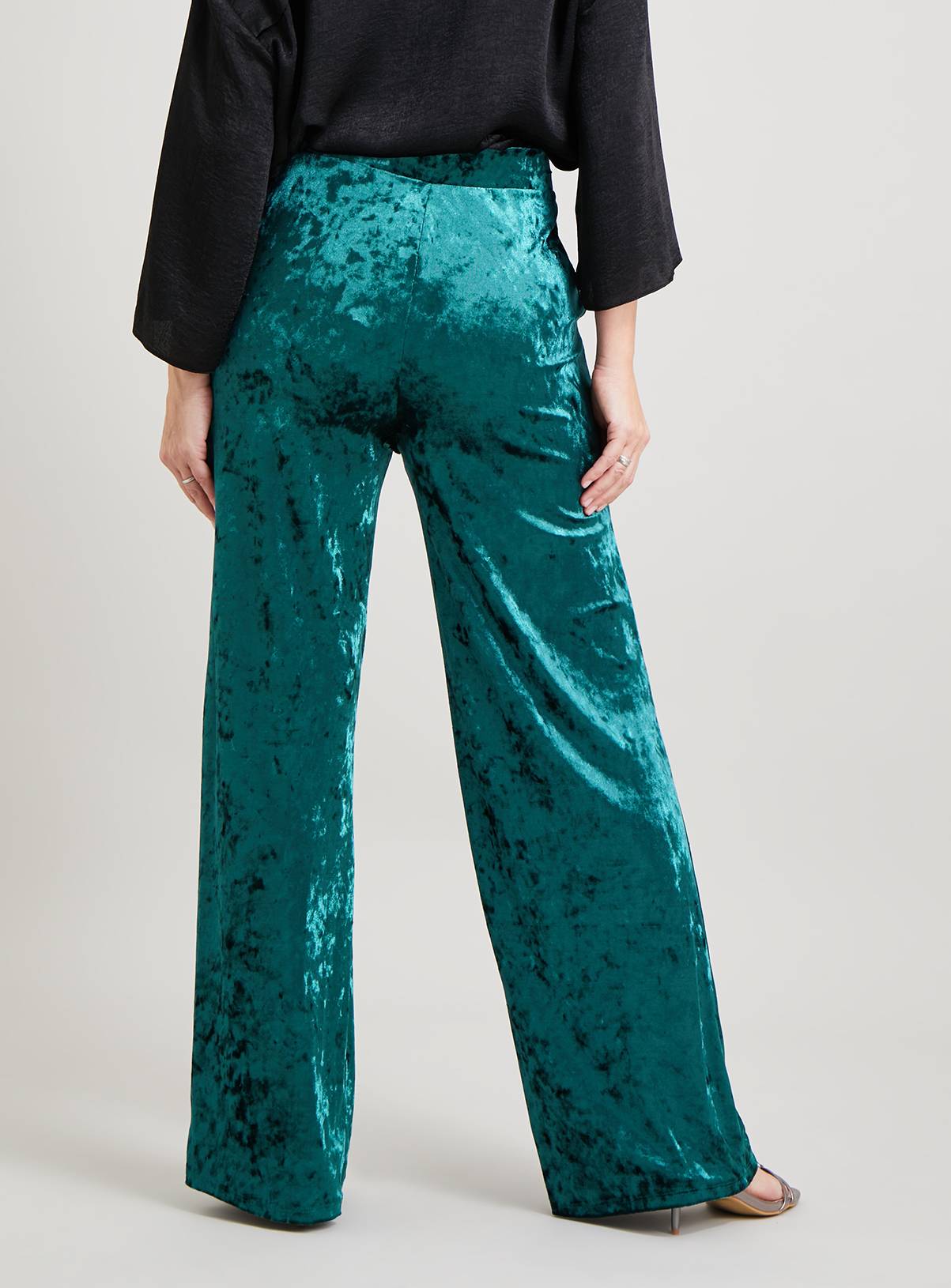 SKU: VELVET WIDE LEG TROUSER - SOLID:Teal:8S - Image 4
