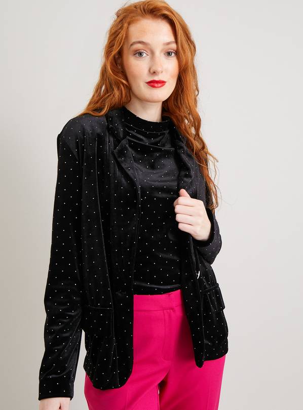 Buy Black Velvet Embellished Stud Coord Blazer 20 Blazers Argos