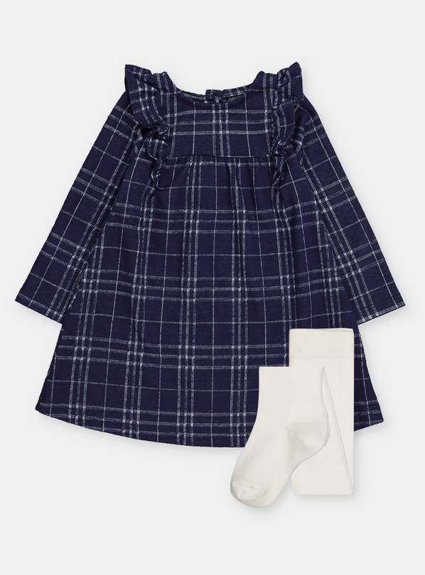 Buy Navy Check Dress & Tights 1218 months Dresses Argos