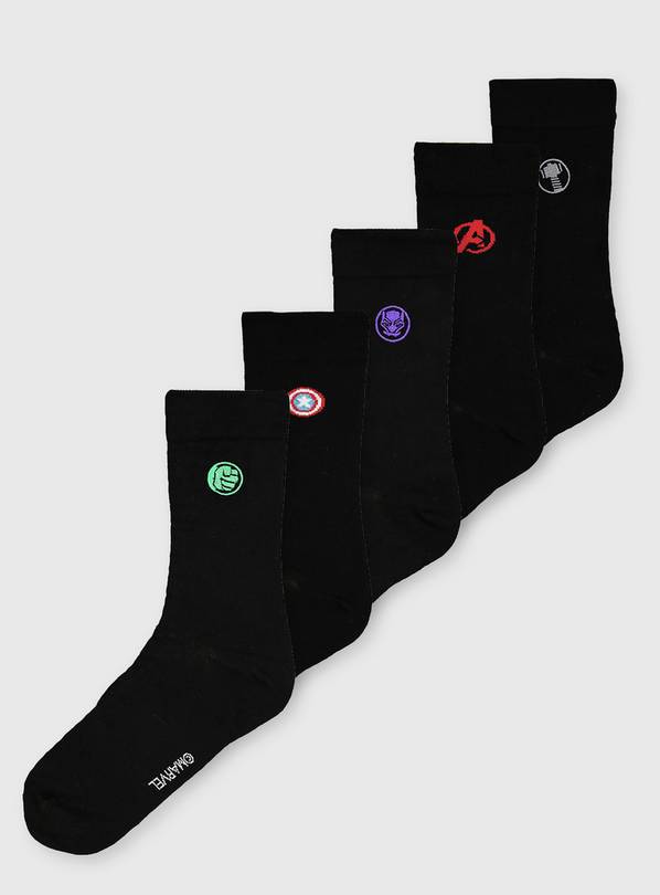 Buy Marvel Avengers Black Ankle Socks 5 Pack - 9-12