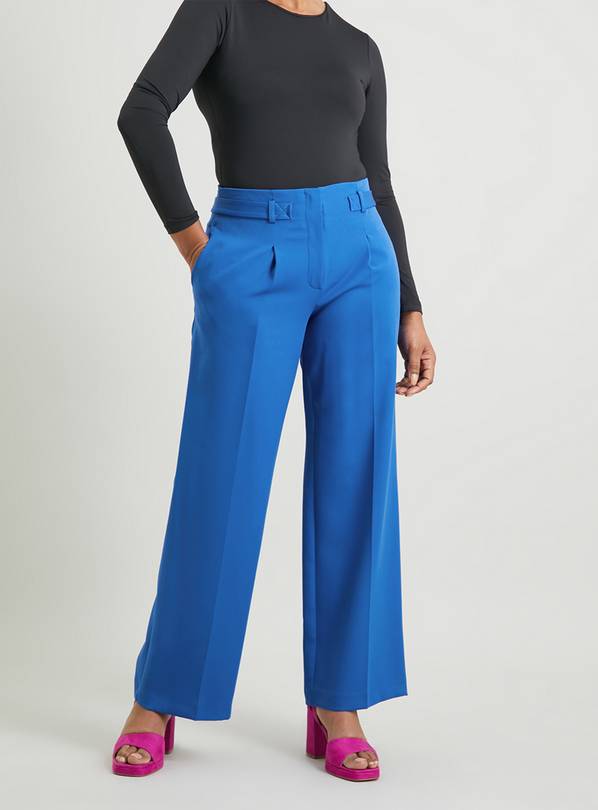 Blue straight best sale leg trousers