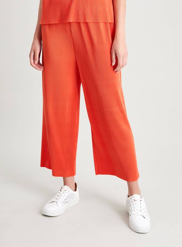 Buy Orange Plissé Cropped Coord Trousers - 22 | Trousers | Argos