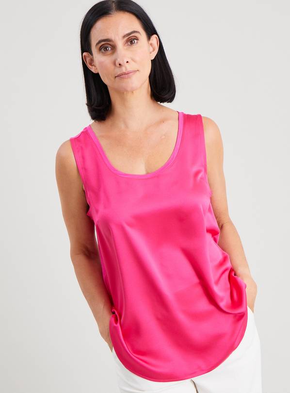 Buy Bright Pink Satin Front Vest Top 10 Tops Argos